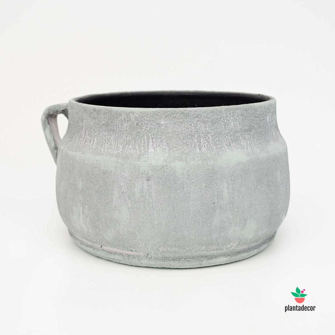 Macetero Taza Textura Gris Verdoso