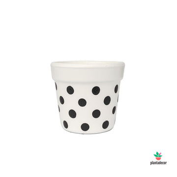 Maceta Petite Dots Blanca / Negro